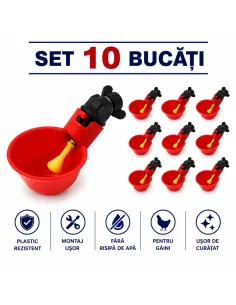 Set 10 adăpători automate pentru găini | cu piuliță | adapatoare.ro 2