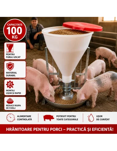 Hrănitoare porci 100 kg | Furaj uscat | Adapatoare.ro