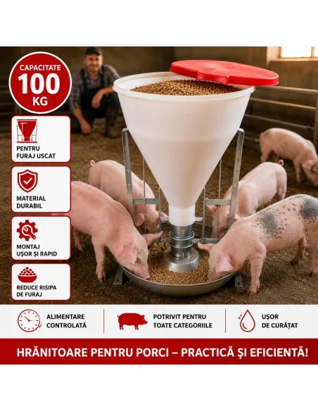 Hrănitoare porci 100 kg | Furaj uscat | Adapatoare.ro