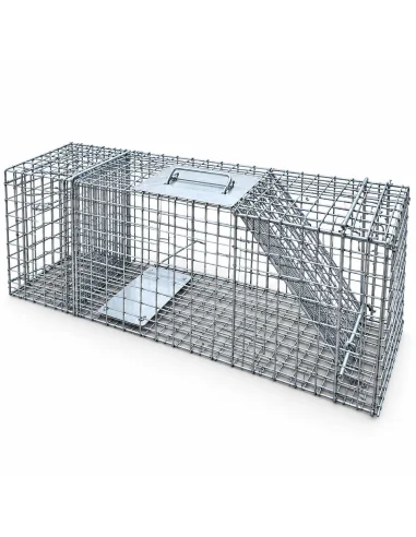 Capcană metalică pentru vulpi – vedere laterală