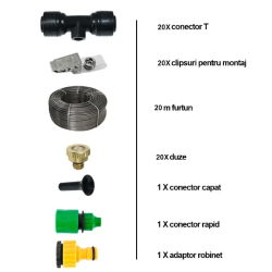 Sistem racire terasa , 20m furtun, 20 duze, 20 conectori T, 20 clipsuri fixare