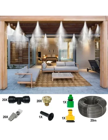 Sistem racire terasa , 20m furtun, 20 duze, 20 conectori T, 20 clipsuri fixare