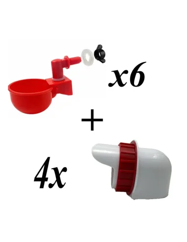 Pachet promo păsări: 4 hrănitoare + 6 adăpători automate, sistem complet hrană + apă