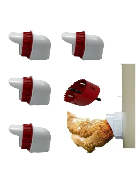 Set 4 hrănitoare automate pentru păsări și găini, cu carotă găurire, sistem anti-risipă